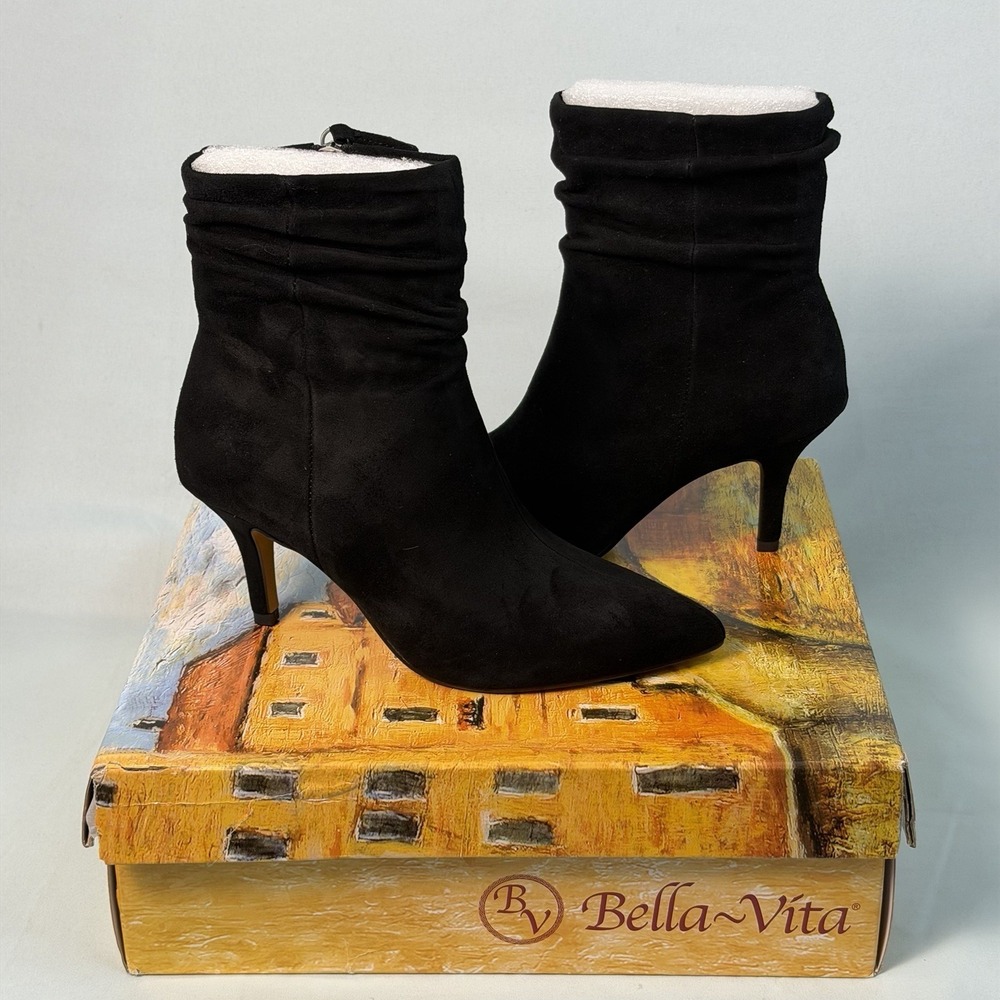 Bella Vita Woman Size-6M~ Danielle Leather Suede Black Slouch Ankle Booties